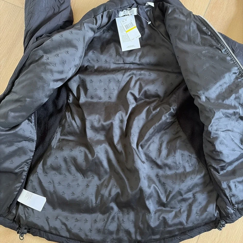 Original Penguin Golf Jacket Insulated Stripe Colorblock Black Medium Nwt
